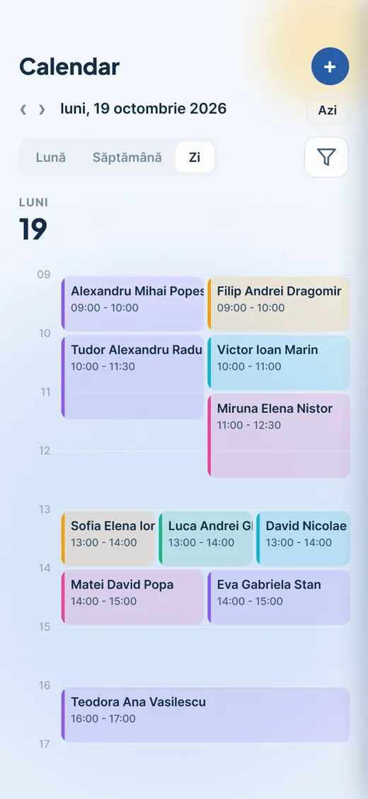 Orarul întregii echipe, pe telefon