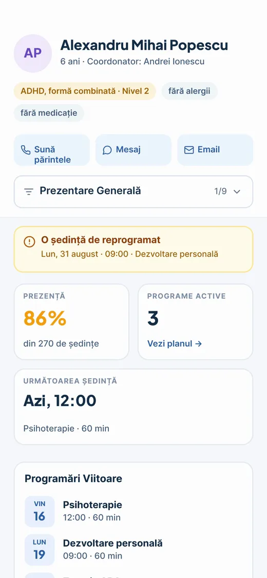 Fișa copilului, pe telefon