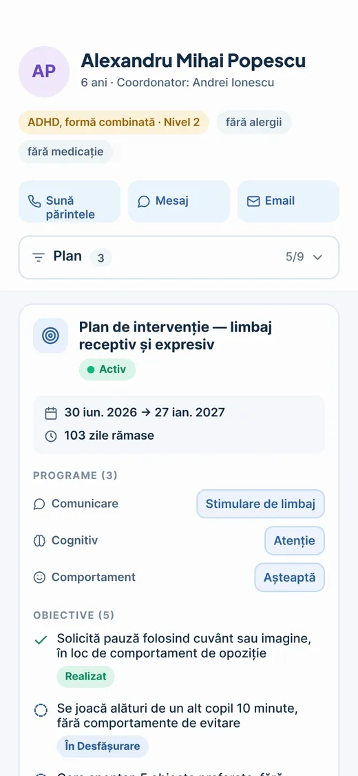 Planul de intervenție, pe telefon