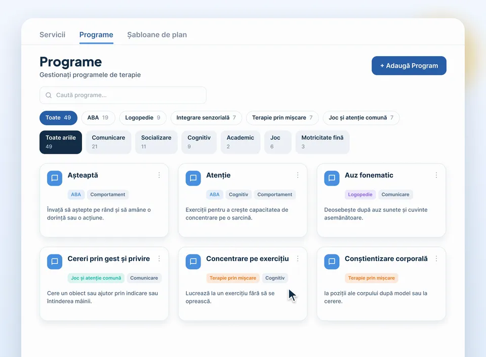 Programele centrului, definite de dumneavoastră